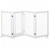 Pawhut Wooden Dog Gate, 4 Panel 36\"tall Foldable Pet Gate With 2 Support Feet For Medium And Large D