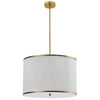 Dainolite Prudy 4 Light Pendant Aged Brass White Pleated Shade Lamp
