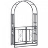Outsunny 6.7 Ft Steel Garden Arch With Gate Outdoor Courtyard Lawn Backyard