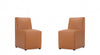 Anna Square Modern Vegan Leather Dining Chair in Saddle Brown - Set of 2