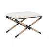 Ashburn Campaign Linen-Look Fabric Ottoman - Black