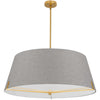 Dainolite Preston 4 Light Pendant 33\" Dia Aged Brass Grey Fabric Shade Lamp