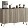 HOMCOM Sideboard, Fluted Buffet Cabinet with Adjustable Shelves, Light Grey