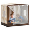 Qaba Kids Sandbox with Cover, Children Sandbox, Outdoor Wooden Sand Pit with Bench Seats and Bottom Liner, Kids Backyard Beach Playset for Ages 3-6, 56" x 40" x 52"