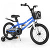 Costway 18" Kid's Bike With Removable Training Wheels & Basket For 4-8 Years Old Blue