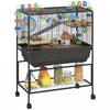 Pawhut Large Hamster Cage With 7" Deep Tray, 3 Tier Rolling Gerbil Cage With Storage Shelf, Big Exercise Wheel, Tube System, Hut, Platforms, Ramps, For Syrian, Gerbil, Rat