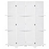 Homcom 4-panel Wood Room Divider With 3 Shelves 5.6ft