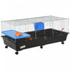 Pawhut 47\" Small Animal Cage, Rolling Bunny Cage, Guinea Pig Cage With Food Dish, Water Bottle, Hay