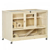 Pawhut Wooden Hamster Cage, 3 Tier Rat Cage With Openable Roof, Run, Ladders, Wheels, Tray, For Hams
