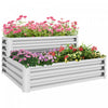 Outsunny 2 Tier Raised Garden Bed, 47\" X 40\" X 23'' Galvanized Steel Planter Box For Vegetables, Flo