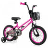 Costway 14" Kid's Bike With Training Wheels Adjustable Handlebar & Seat Handbrake Pink
