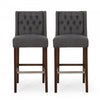 Bruce 30.5\" Counter Height Bar Stools Set Of 2 With Metal Legs And Fabric Upholstery - Charcoal Grey