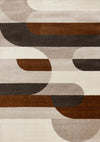 Marley Geometric Curves Taupe Oxblood Area Rug - 7'10\" x 10'6\"