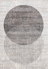 Solace Soft Low-Pile Grey White Merging Circles Area Rug - 7'10\" x 10'6\"