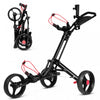 Costway Foldable 3 Wheel Steel Golf Pull Push Cart Trolley Club W/ Umbrella Holder