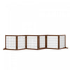 Pawhut Wooden Pet Gate, Dog Safety Barrier, Freestanding Foldable Fence, W/ 6 Panels, 2 Support Feet