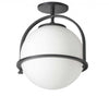 Dainolite Paola 1 Light Semi-flush Mount Matte Black White Opal Glass Lamp