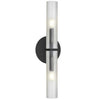 Dainolite Wand 2 Light Wall Sconce Matte Black Frosted Glass Lamp