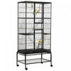 Pawhut 71" Bird Cage, 3 Tier Large Parrot Cage With Wheels, Perches, Ramp, Storage Shelf, Toys For Canaries, Finches, Cockatiels, Parakeets, Black