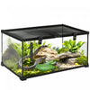 Pawhut Glass Reptile Terrarium, 20"x12"x10"jumping Spider Enclosure With Thermometer, Water Basin, Full View Visually For Lizards, Horned Frogs, Snakes, Spiders - Black