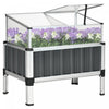 Outsunny Raised Garden Bed W/ Pc Board Greenhouse, 31\"x20\"x29\", Dark Grey