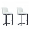 Serena Modern Metal Upholstered Counter Stool in White - Set of 2 Bar Stool