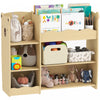 Qaba Kids Bookshelf and Toy Storage Organizer, 3 Tier Montessori Bookcase with Bear Design, Toy Organizer with Open Display for Nursery, Playroom, Bedroom, Natural