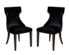 Manhattan Comfort Set of 2 Reine Velvet Dining Chairs - Black & Walnut