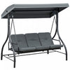 Outsunny 3 Seater Patio Swing Chair Convertible Cushioned Porch Swing Bed Outdoor Swing With Canopy