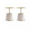 Anderson Modern Metal Top Upholstered End Table in Cream - Set of 2