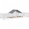 Pawhut Chicken Run, 23' X 6.6' Metal Chicken Coop With Waterproof And Anti-uv Cover, Spire Roof, Doo