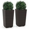 Costway 23" Tall Planter Set Of 2 For Indoor/ Outdoor Use Large Self-watering Plant Pot Brown