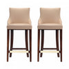 Shubert Modern Wood Upholstered Barstool in Tan - Set of 2