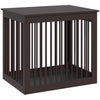 Pawhut Wooden Dog Crate Furniture, Puppy Kennel End Table, Decorative Pet House With Front Door, Saf