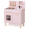 Costway Kids Kitchen Playset With Light Up Stove & Cooking Sounds Oven Sink Faucet Pink
