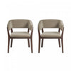 Blake Modern Faux Mohair Wood Armchair in Linen - Set of 2 Dining Chair