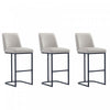 Serena Modern Metal Upholstered Barstool in Light Gray - Set of 3 Bar Stool