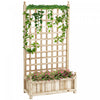 Outsunny Raised Garden Bed w/ Trellis Wood Garden Planter Box Natural Wood