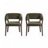 Blake Modern Faux Mohair Wood Armchair in Green - Set of 2 Dining Chair
