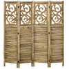 Homcom 4 Panel Room Divider, 5.6 Ft Folding Privacy Screens, Brown