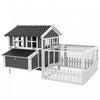 Pawhut Wooden Chicken Coop, Outdoor Rabbit Hutch With Run, Tray, Nesting Box, Removable Tray, Fence