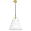 Dainolite Emperor 1 Light Pendant Aged Brass Finish White Shade Lamp