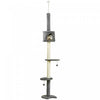 Pawhut 4-tier Floor To Ceiling Cat Tree, Tall Cat Tower With Scratching Post, Plush Padding, Toy Bal
