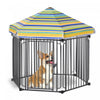 Pawhut 48\" X 41\" Heavy-duty Metal Dog Playpen, Outdoor Pet Cage Kennel, Puppy Exercise Fence Barrier