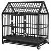Pawhut 49\" Heavy Duty Dog Crate, Metal Dog Kennel Cage With Openable Roof, Removable Tray, Doors, Wh
