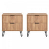 Dumbo Modern 20\" Fluted Nightstand in Golden Brown (2-Drawer) - Set of 2