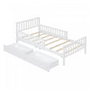 Emma Wood Platform Bed with Guardrails and Storage Drawers,Twin Size - White