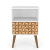 Manhattan Comfort Liberty Mid-Century Modern Nightstand with Cubby Space & Drawer - White & Brown