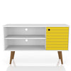 Manhattan Comfort Liberty 42.52\" Mid-Century Modern TV Stand with 2 Shelves & 1 Door - White & Rusti