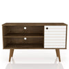 Manhattan Comfort Liberty 42.52\" Mid-Century Modern TV Stand with 2 Shelves & 1 Door - Rustic Brown